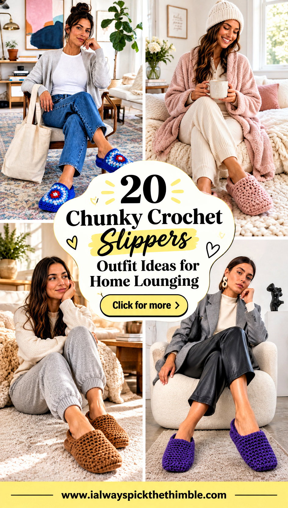 20 Chunky Crochet Slippers Outfit Ideas for Home Lounging - 20 Chunky Crochet Slippers Outfit Ideas for Home Lounging