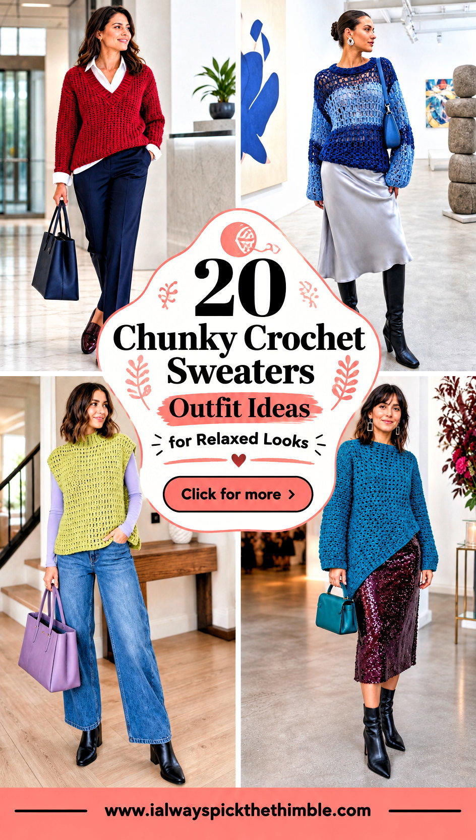 20 Chunky Crochet Sweaters Outfit Ideas for Relaxed Looks - 20 Chunky Crochet Sweaters Outfit Ideas for Relaxed Looks