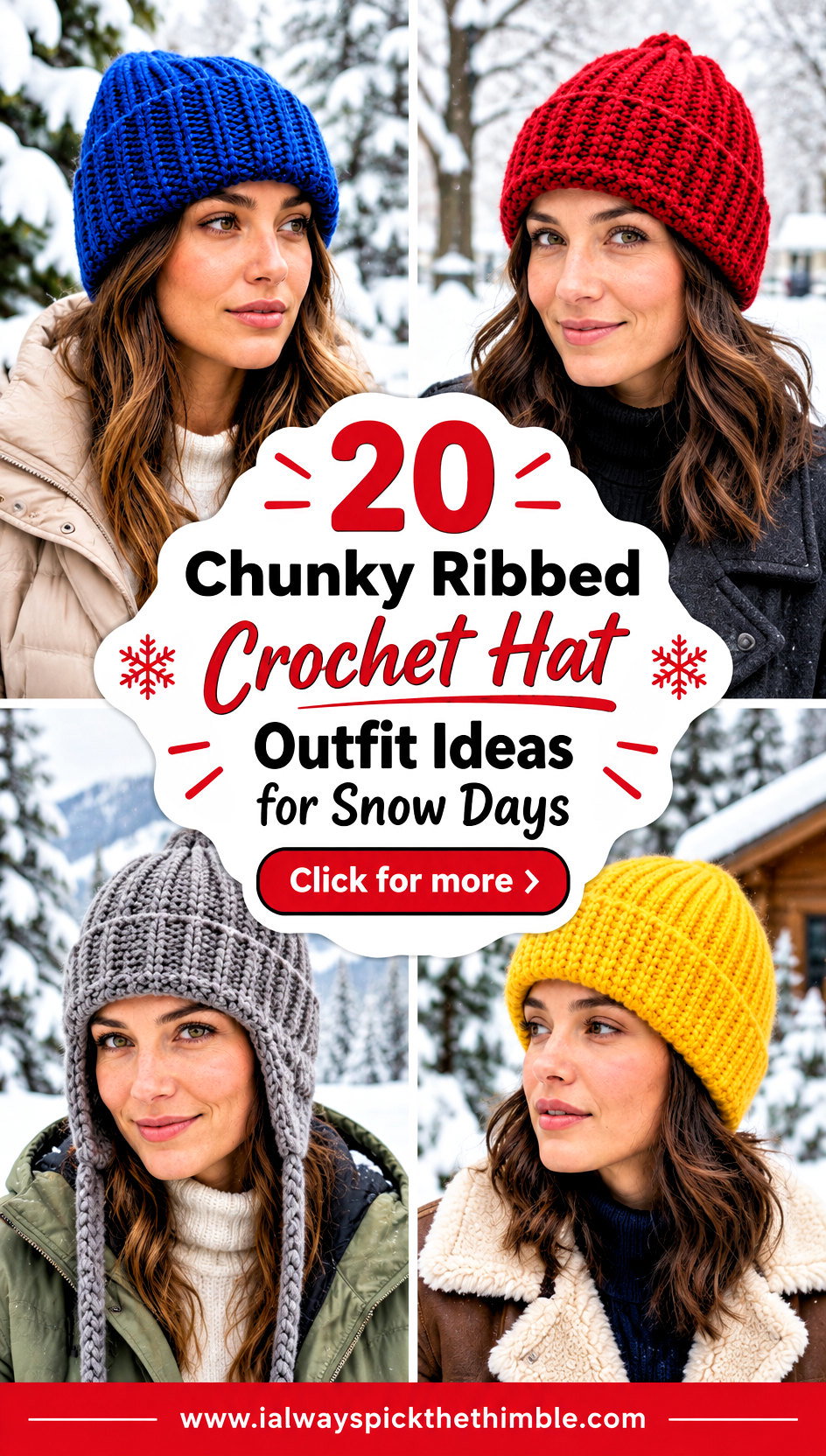 20 Chunky Ribbed Crochet Hat Outfit Ideas for Snow Days - 20 Chunky Ribbed Crochet Hat Outfit Ideas for Snow Days