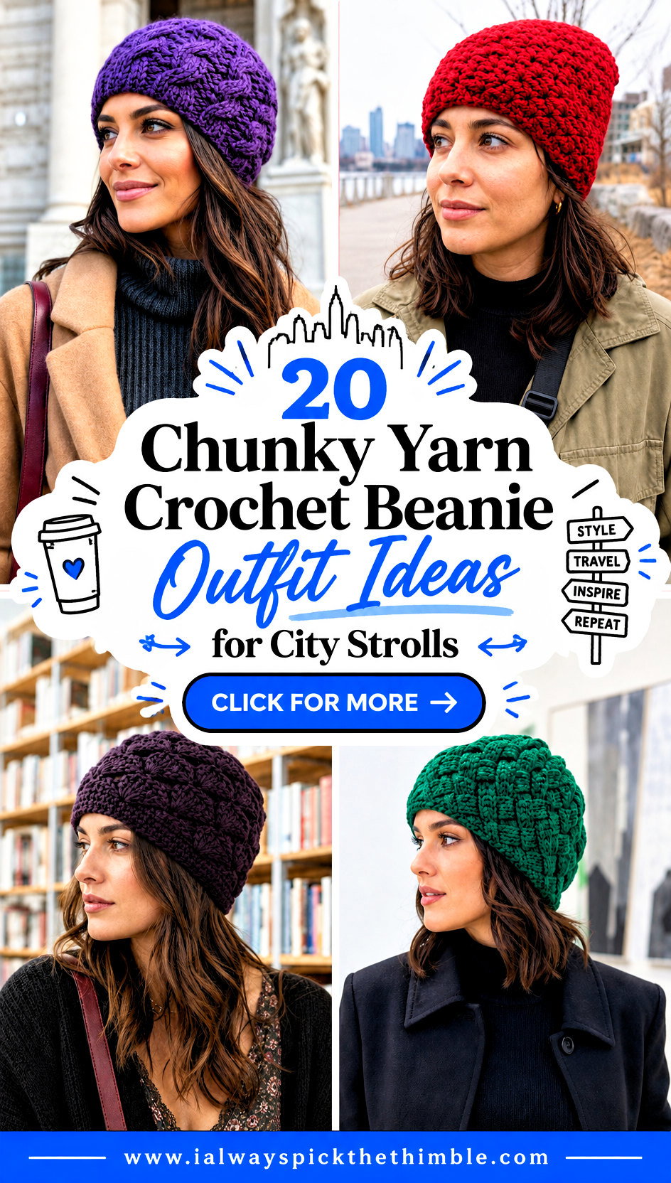 20 Chunky Yarn Crochet Beanie Outfit Ideas for City Strolls - 20 Chunky Yarn Crochet Beanie Outfit Ideas for City Strolls