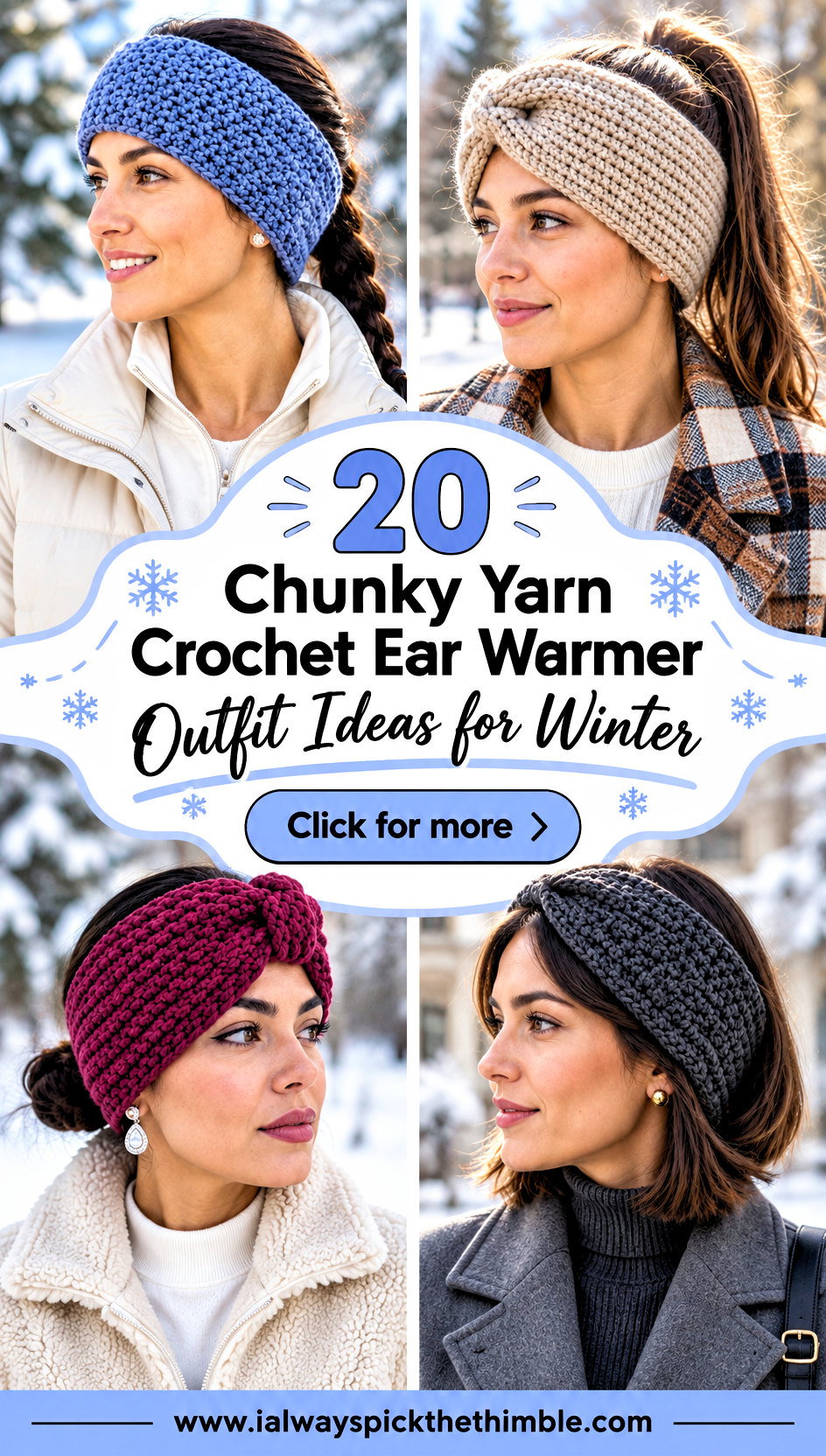 20 Chunky Yarn Crochet Ear Warmer Outfit Ideas for Winter - 20 Chunky Yarn Crochet Ear Warmer Outfit Ideas for Winter