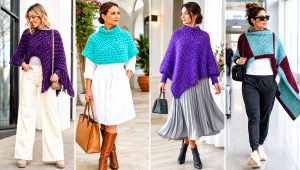 20 Chunky Yarn Crochet Poncho Outfit Ideas for Cozy Layers
