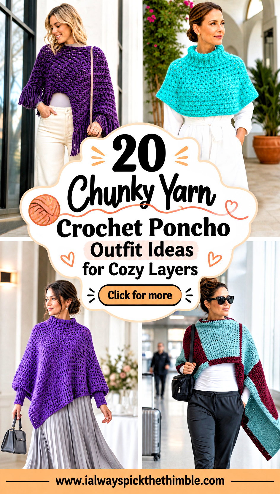 20 Chunky Yarn Crochet Poncho Outfit Ideas for Cozy Layers - 20 Chunky Yarn Crochet Poncho Outfit Ideas for Cozy Layers