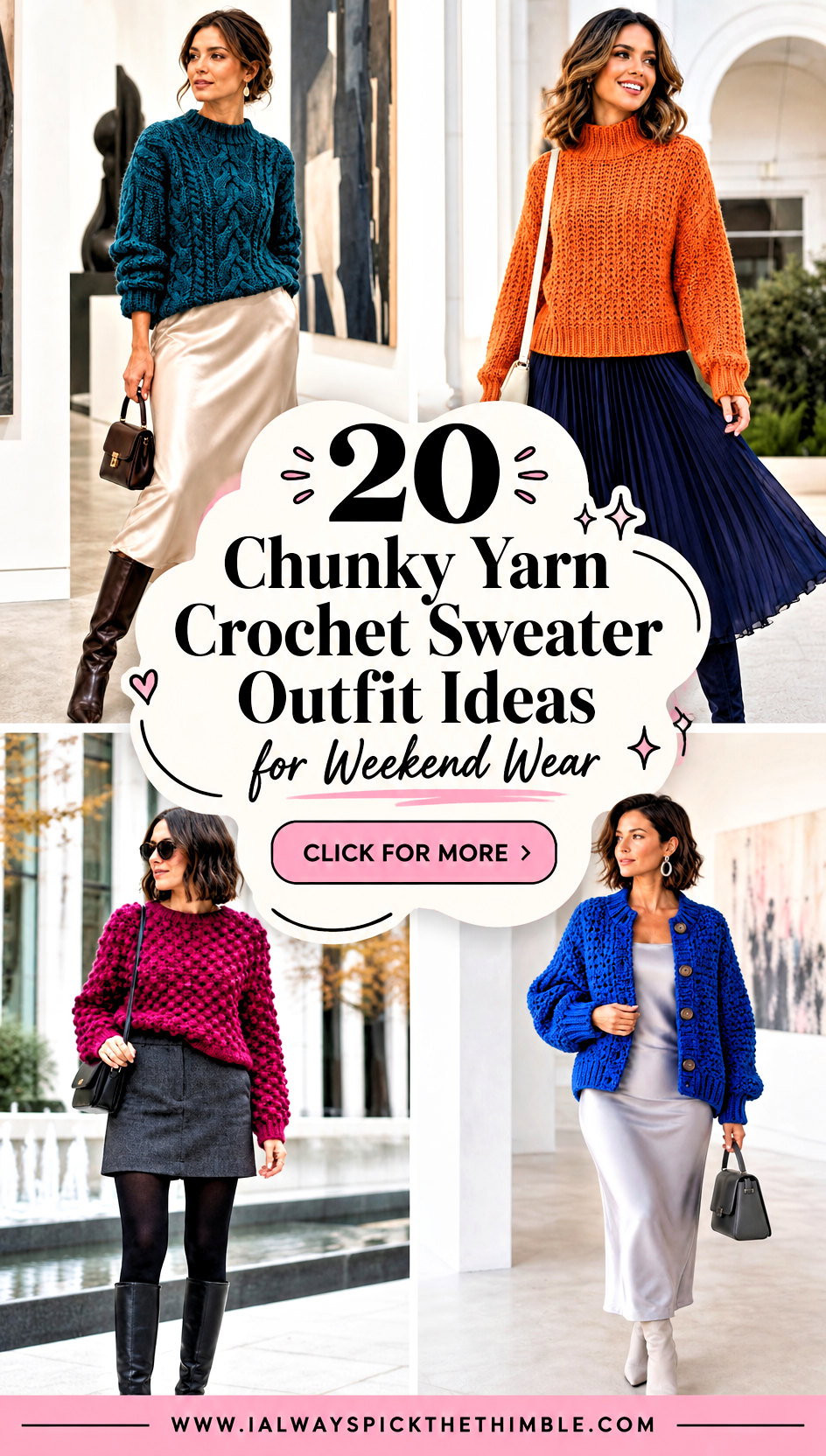 20 Chunky Yarn Crochet Sweater Outfit Ideas for Weekend Wear - 20 Chunky Yarn Crochet Sweater Outfit Ideas for Weekend Wear