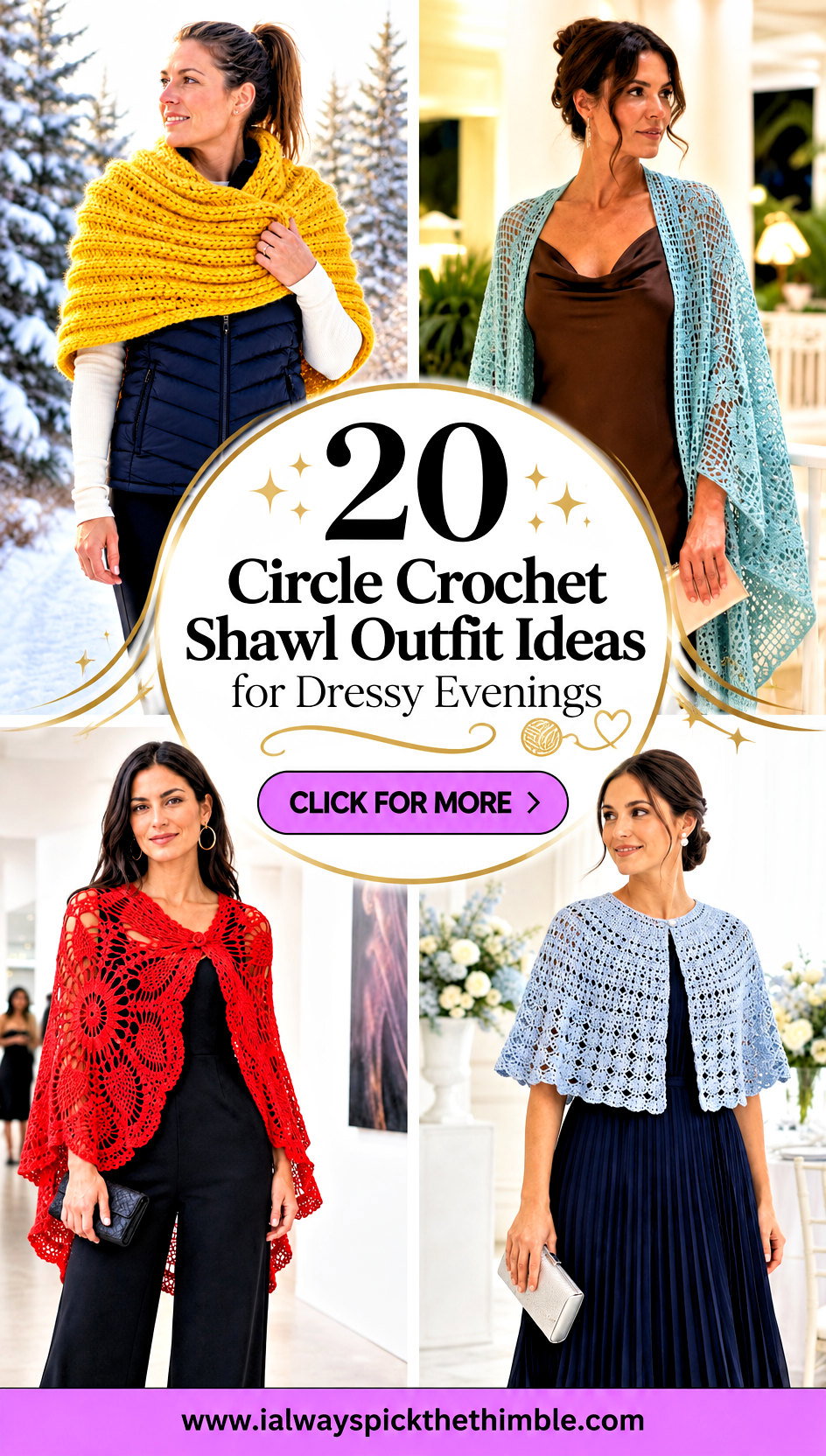 20 Circle Crochet Shawl Outfit Ideas for Dressy Evenings - 20 Circle Crochet Shawl Outfit Ideas for Dressy Evenings