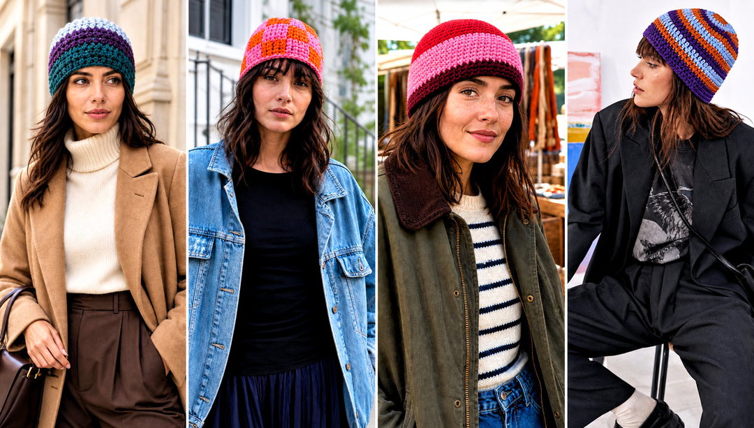 20 Color Block Crochet Beanie Outfit Ideas for Bold Layers