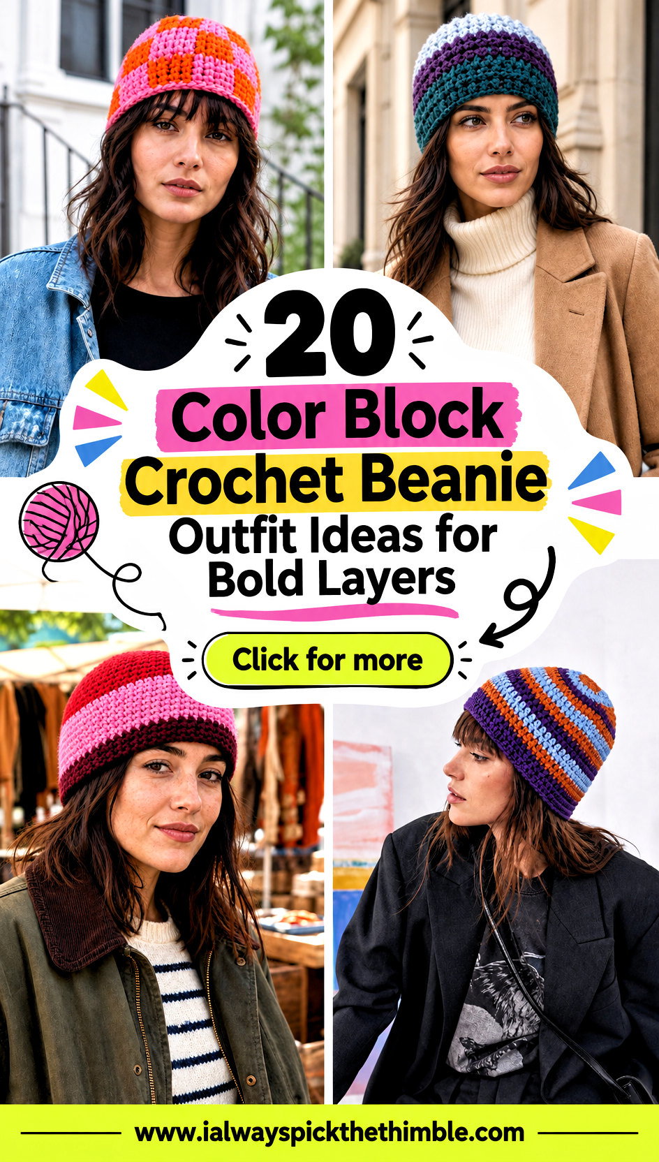 20 Color Block Crochet Beanie Outfit Ideas for Bold Layers - 20 Color Block Crochet Beanie Outfit Ideas for Bold Layers
