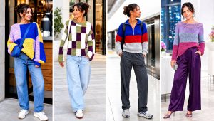 20 Color Block Crochet Sweater Outfit Ideas for City Style