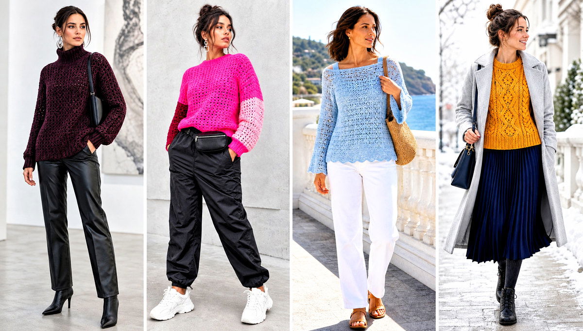 20 Comfy Crochet Sweater Outfit Ideas for Relaxed Days