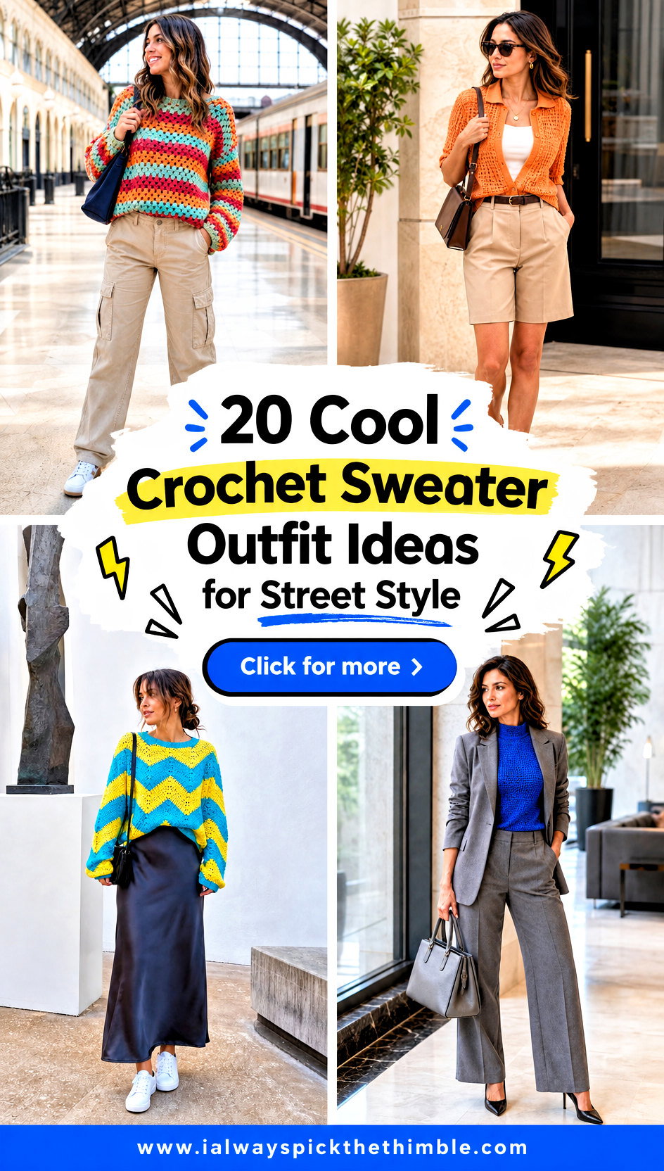 20 Cool Crochet Sweater Outfit Ideas for Street Style - 20 Cool Crochet Sweater Outfit Ideas for Street Style