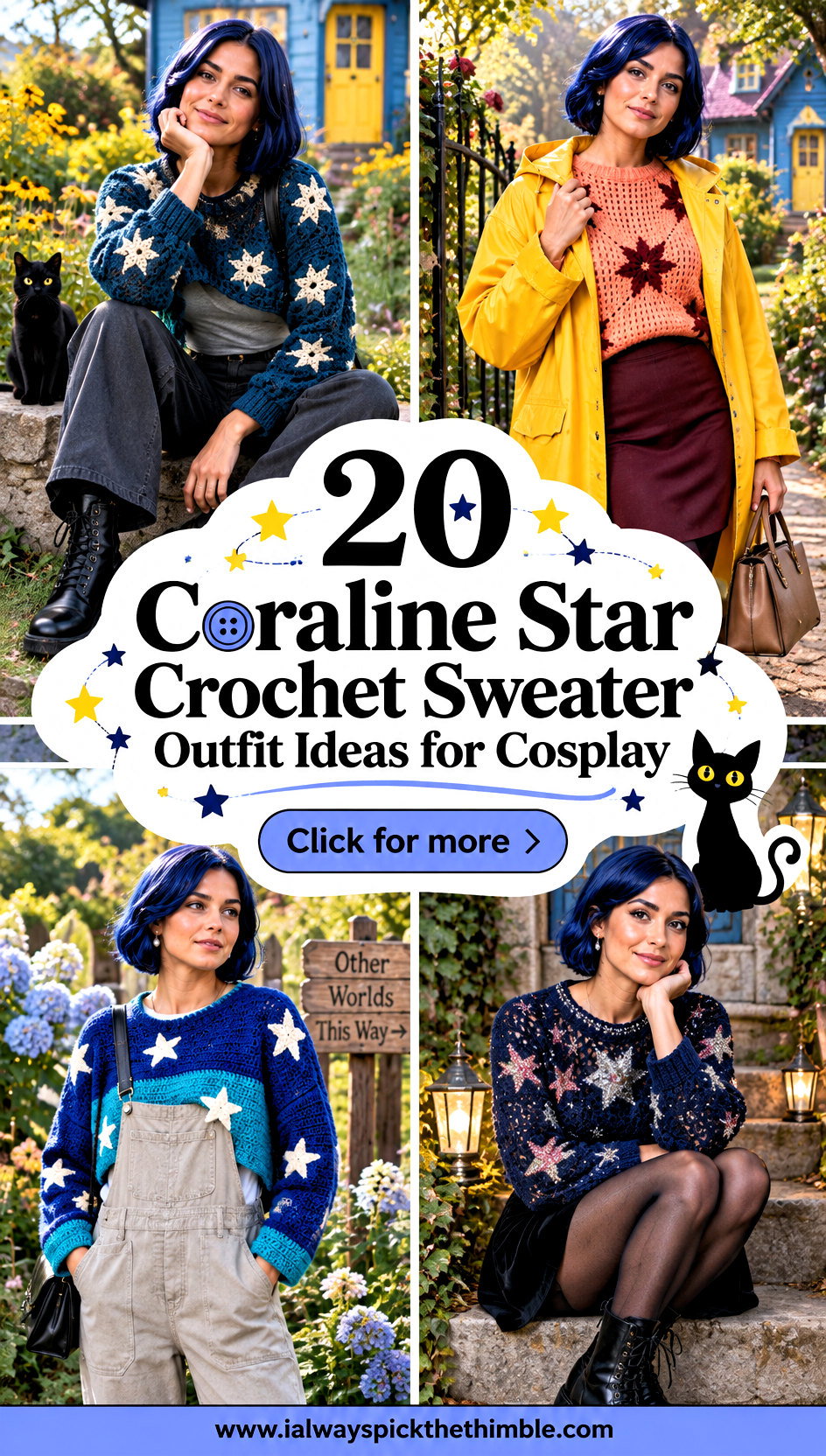 20 Coraline Star Crochet Sweater Outfit Ideas for Cosplay - 20 Coraline Star Crochet Sweater Outfit Ideas for Cosplay