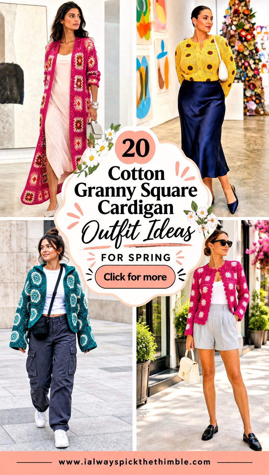 20 Cotton Granny Square Cardigan Outfit Ideas for Spring - 20 Cotton Granny Square Cardigan Outfit Ideas for Spring