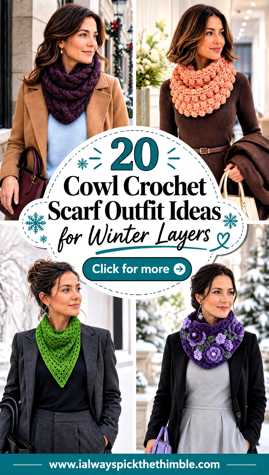 20 Cowl Crochet Scarf Outfit Ideas for Winter Layers - 20 Cowl Crochet Scarf Outfit Ideas for Winter Layers