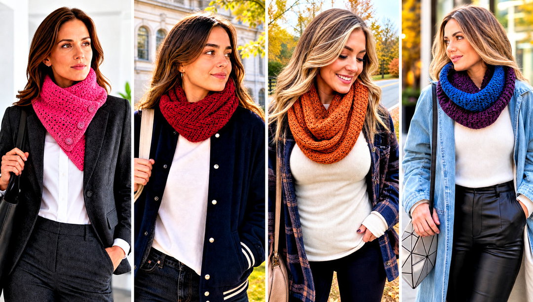 20 Cowl Neck Crochet Scarf Outfit Ideas for Workdays