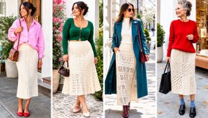 20 Cream Crochet Skirt Outfit Ideas for Soft Neutral Looks