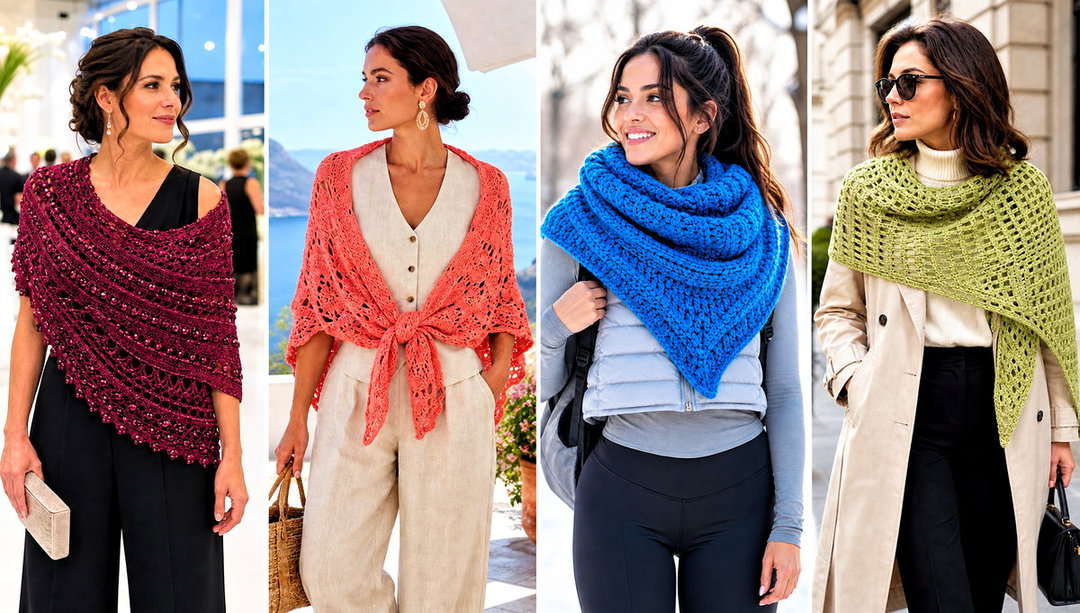20 Crescent Crochet Shawl Outfit Ideas for Cool Evenings
