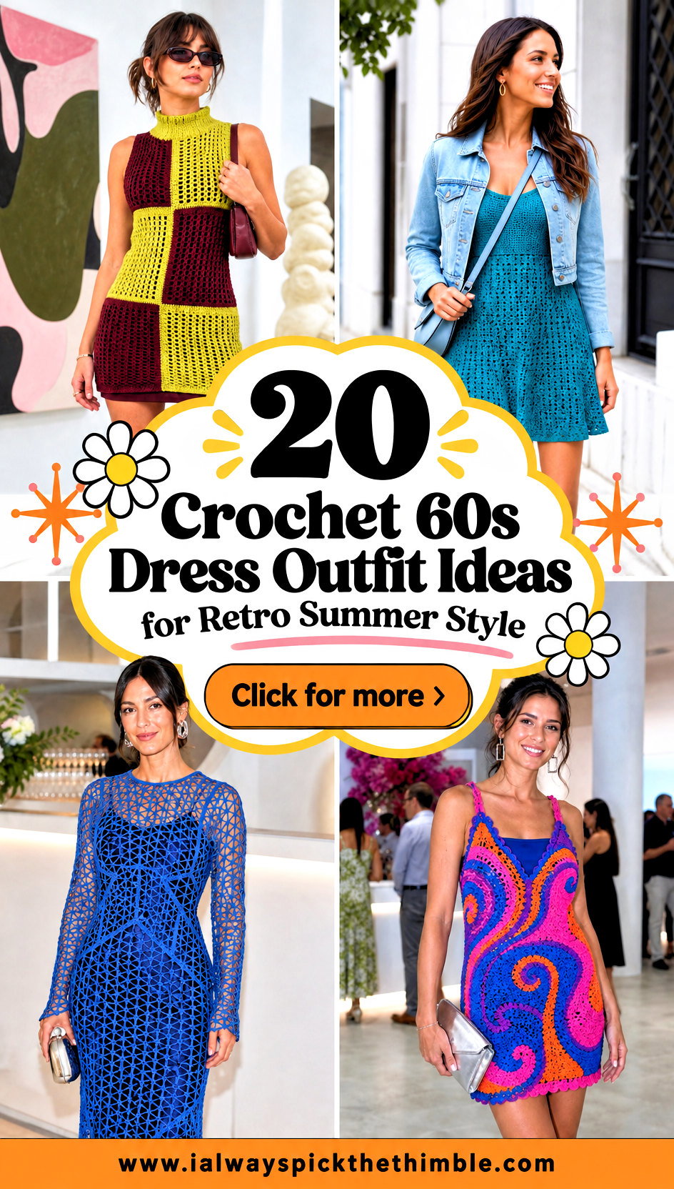 20 Crochet 60s Dress Outfit Ideas for Retro Summer Style - 20 Crochet 60s Dress Outfit Ideas for Retro Summer Style
