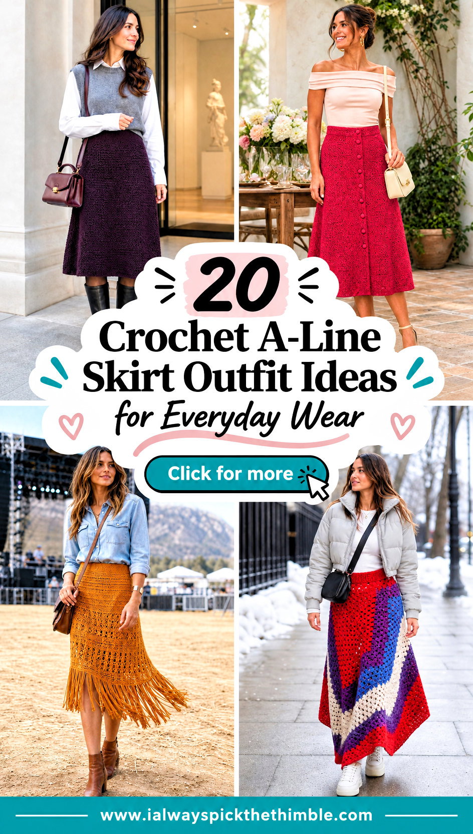 20 Crochet A-Line Skirt Outfit Ideas for Everyday Wear - 20 Crochet A-Line Skirt Outfit Ideas for Everyday Wear