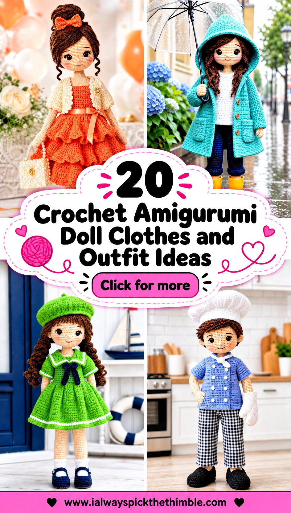 20 Crochet Amigurumi Doll Clothes and Outfit Ideas - 20 Crochet Amigurumi Doll Clothes and Outfit Ideas