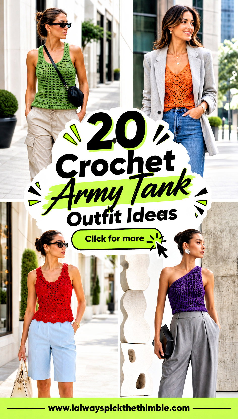 20 Crochet Army Tank Outfit Ideas for Casual Streetwear - 20 Crochet Army Tank Outfit Ideas for Casual Streetwear