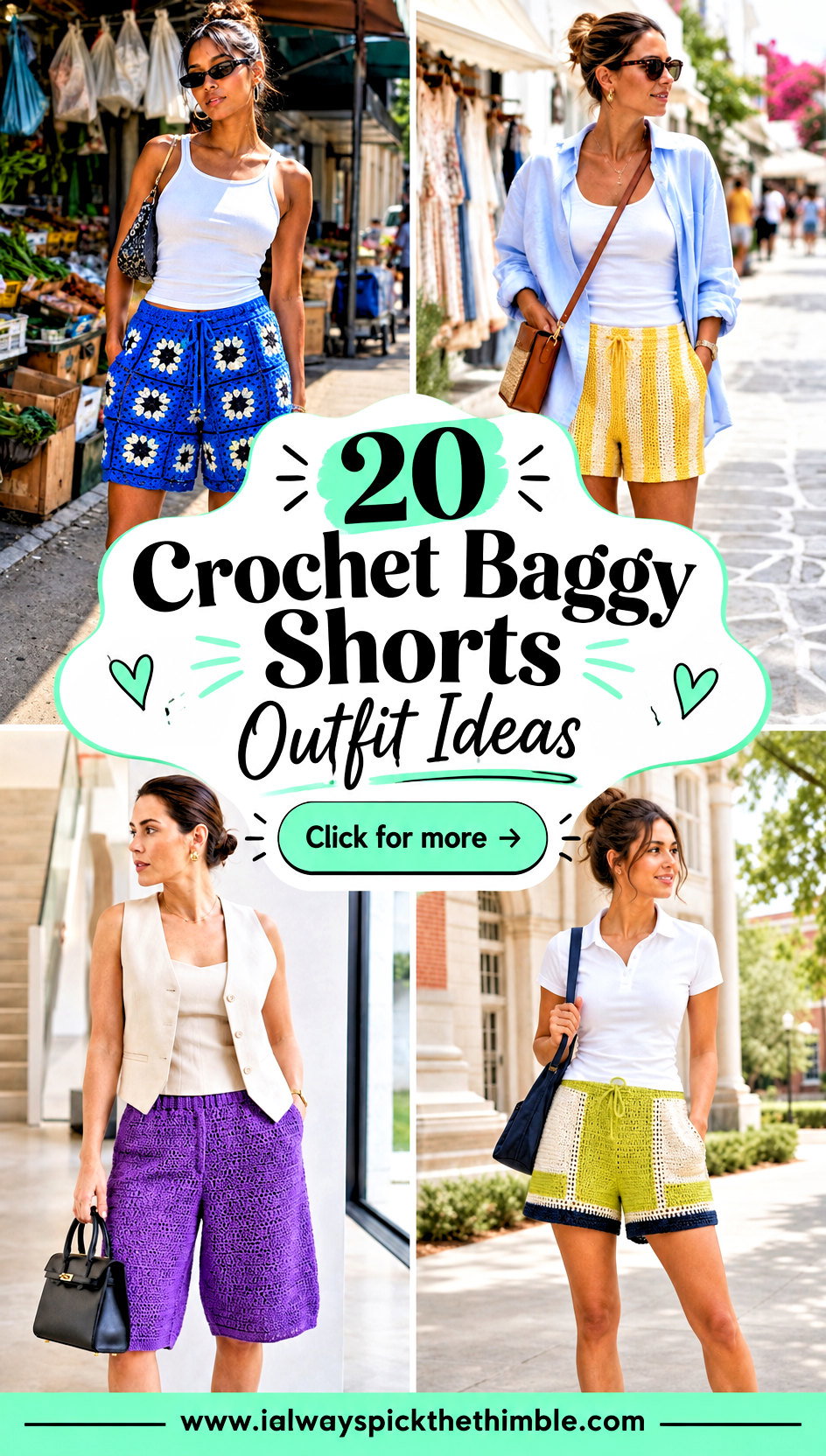 20 Crochet Baggy Shorts Outfit Ideas for Laid-Back Days - 20 Crochet Baggy Shorts Outfit Ideas for Laid-Back Days