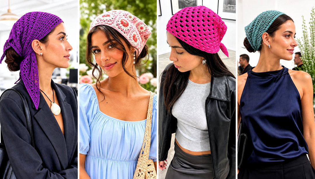 20 Crochet Bandana Hair Scarf Outfit Ideas for Summer