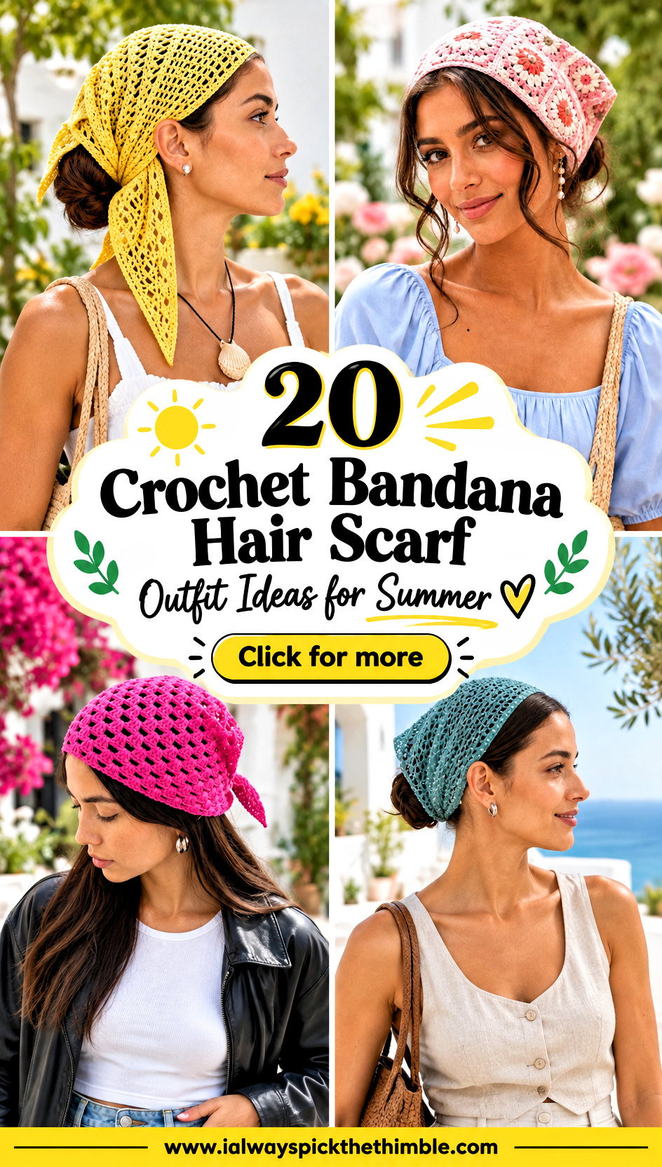 20 Crochet Bandana Hair Scarf Outfit Ideas for Summer - 20 Crochet Bandana Hair Scarf Outfit Ideas for Summer