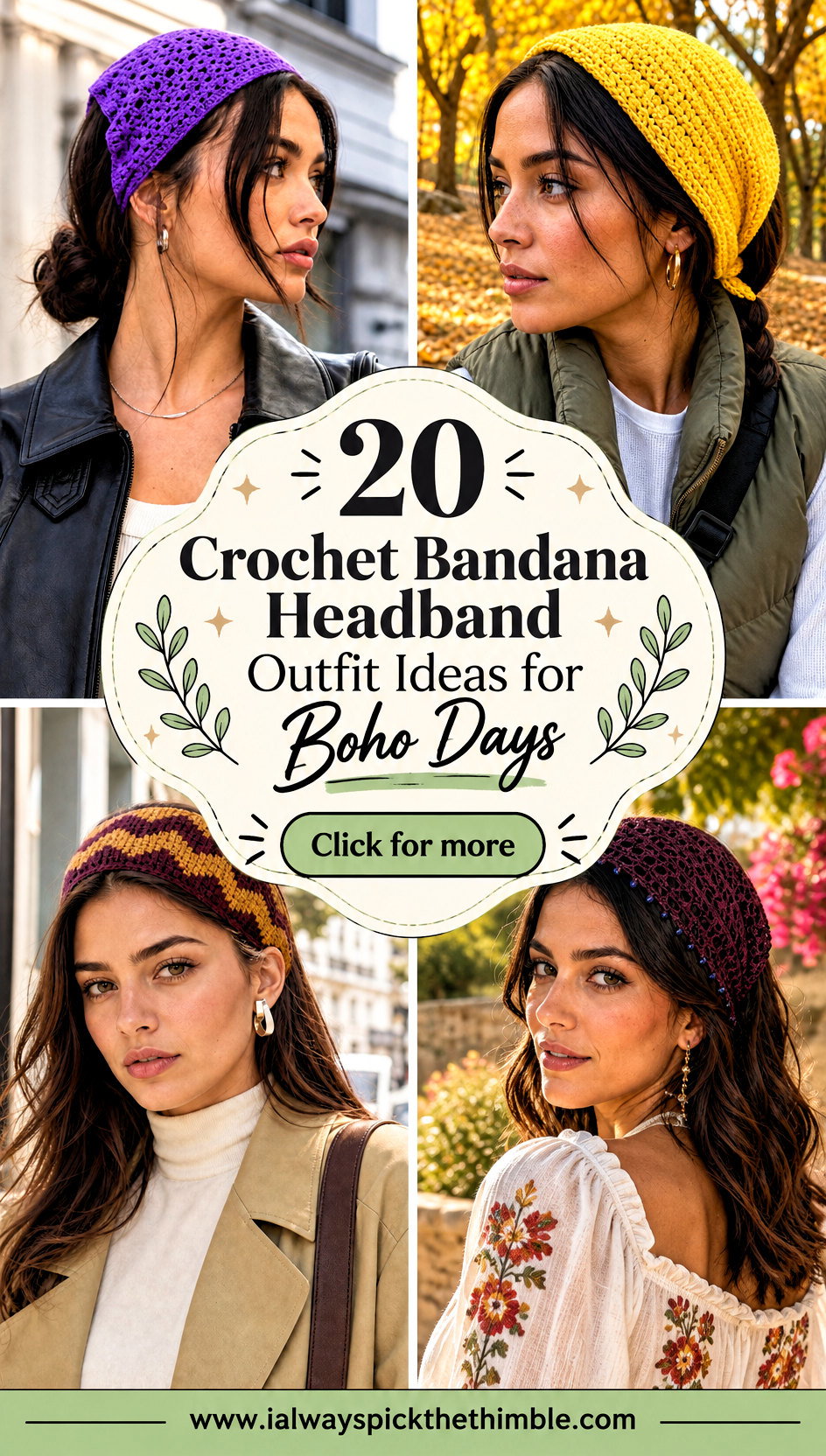 20 Crochet Bandana Headband Outfit Ideas for Boho Days - 20 Crochet Bandana Headband Outfit Ideas for Boho Days