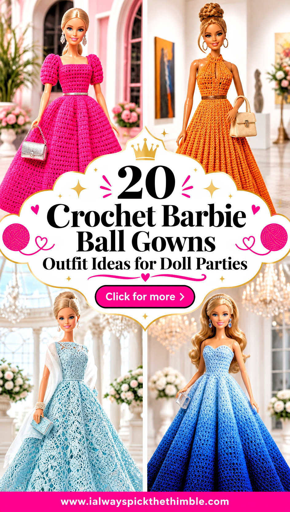 20 Crochet Barbie Ball Gowns Outfit Ideas for Doll Parties - 20 Crochet Barbie Ball Gowns Outfit Ideas for Doll Parties