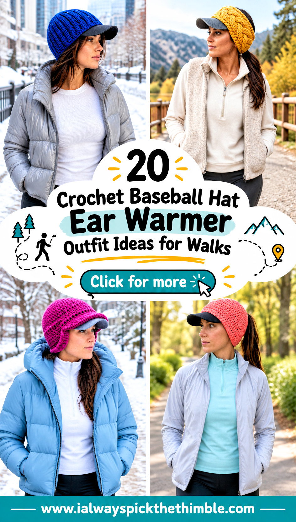 20 Crochet Baseball Hat Ear Warmer Outfit Ideas for Walks - 20 Crochet Baseball Hat Ear Warmer Outfit Ideas for Walks