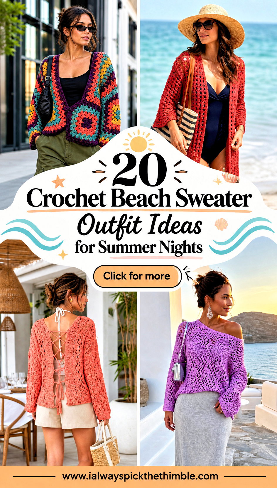 20 Crochet Beach Sweater Outfit Ideas for Summer Nights - 20 Crochet Beach Sweater Outfit Ideas for Summer Nights