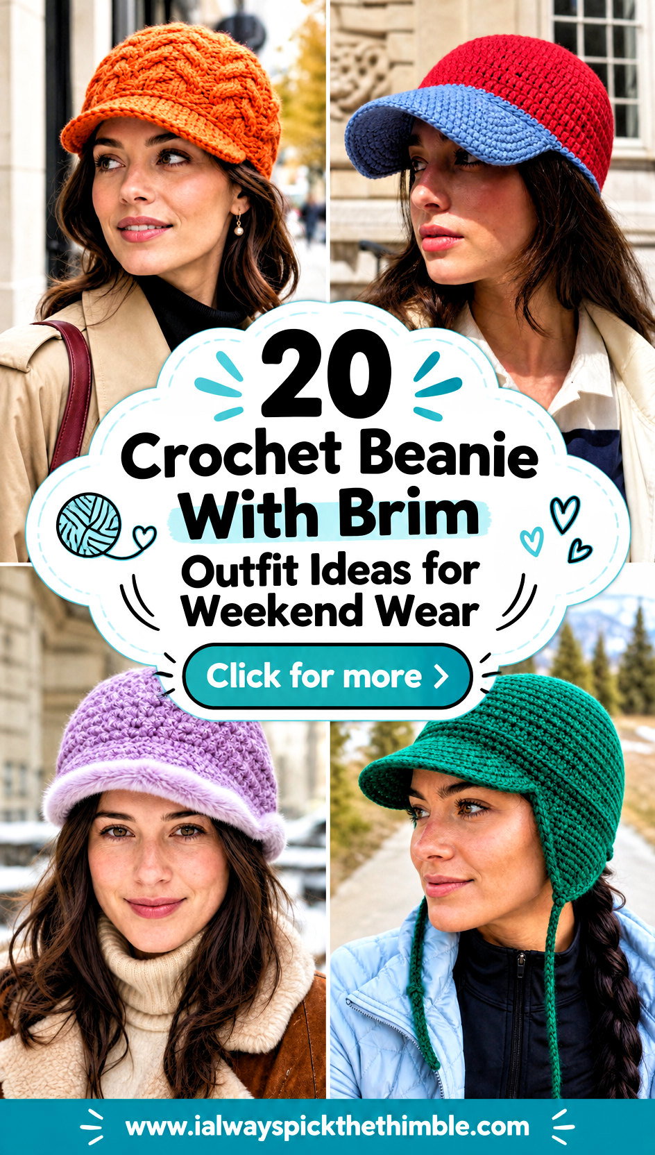 20 Crochet Beanie With Brim Outfit Ideas for Weekend Wear - 20 Crochet Beanie With Brim Outfit Ideas for Weekend Wear