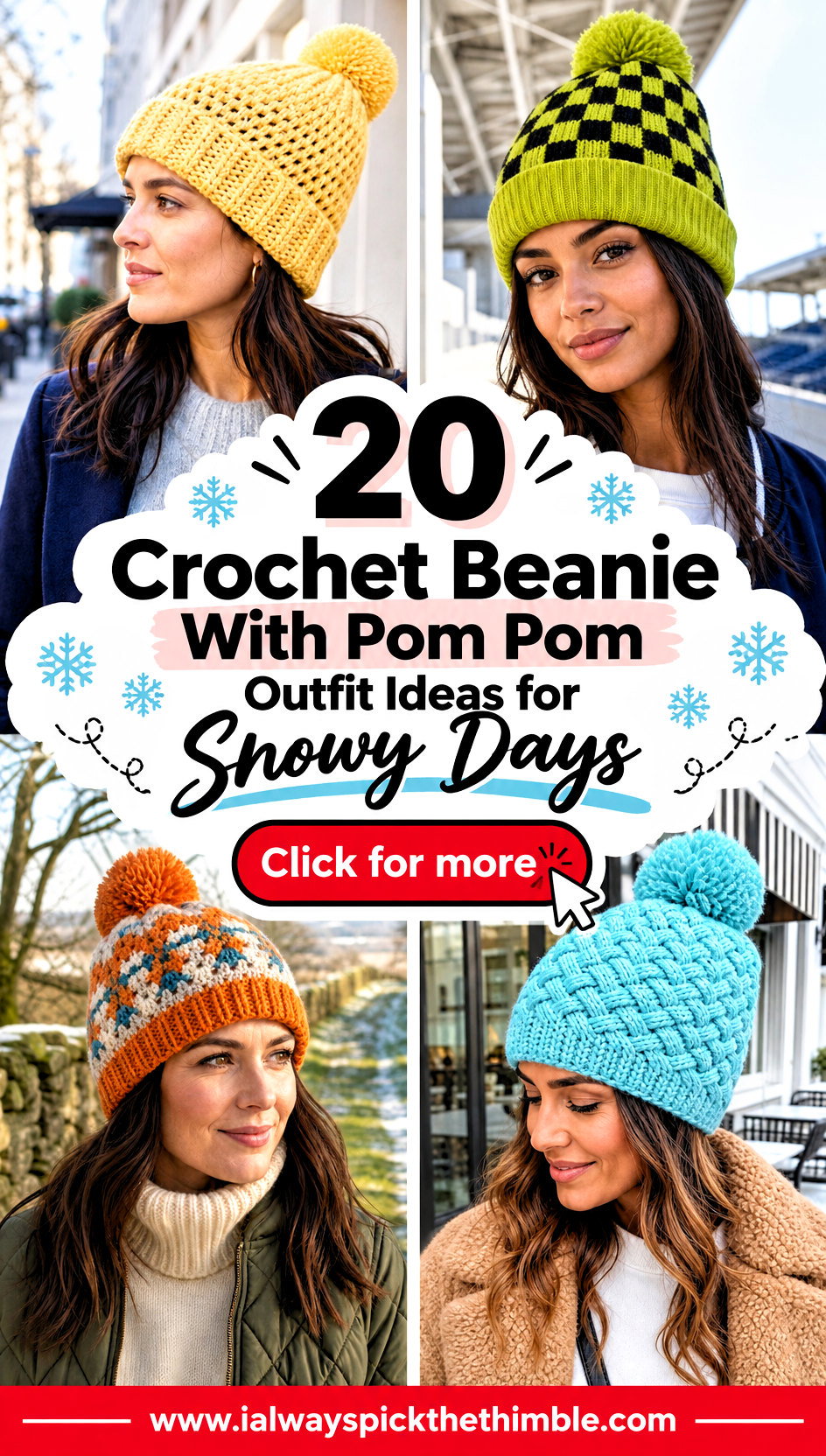 20 Crochet Beanie With Pom Pom Outfit Ideas for Snowy Days - 20 Crochet Beanie With Pom Pom Outfit Ideas for Snowy Days