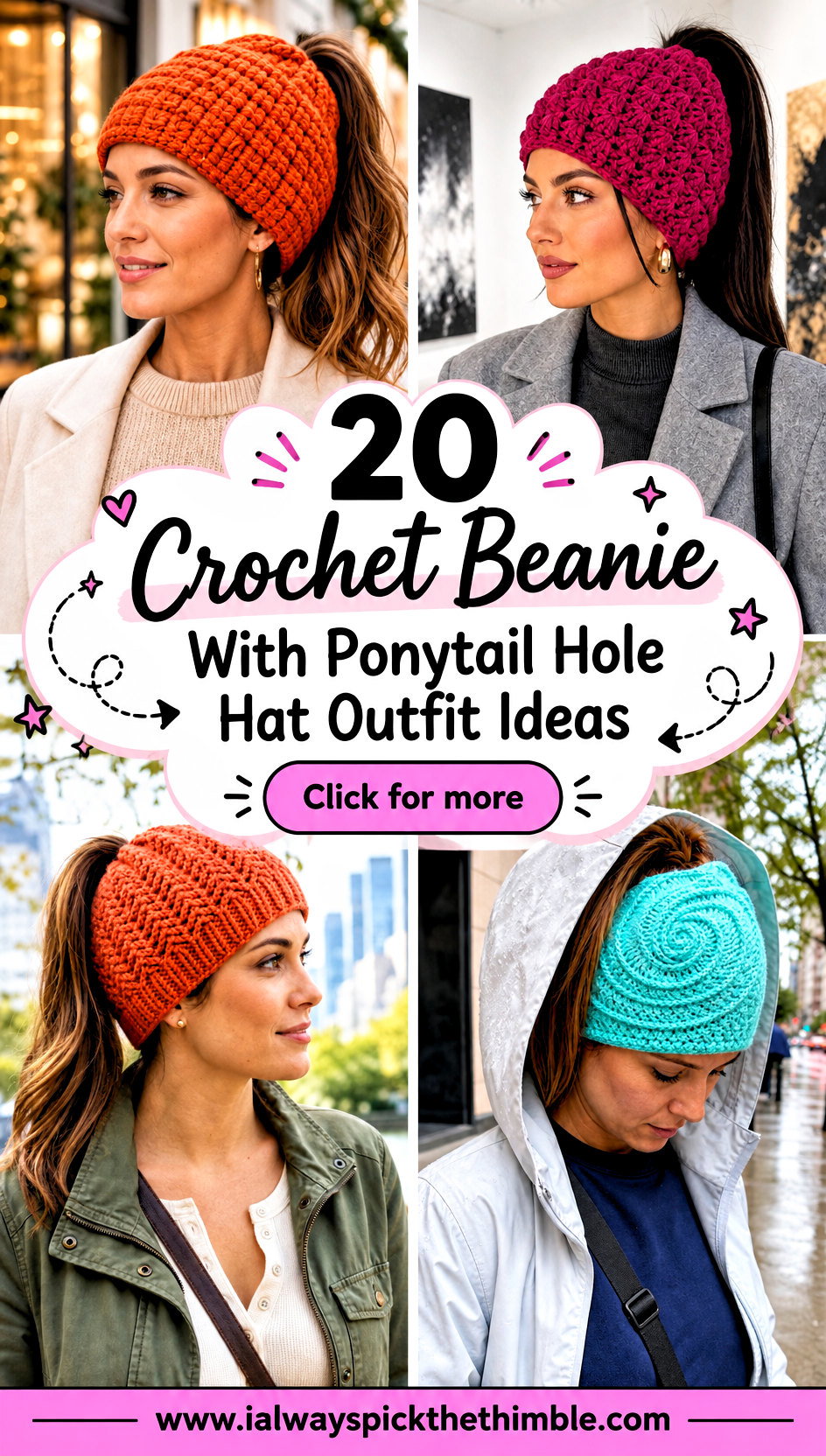 20 Crochet Beanie With Ponytail Hole Hat Outfit Ideas - 20 Crochet Beanie With Ponytail Hole Hat Outfit Ideas