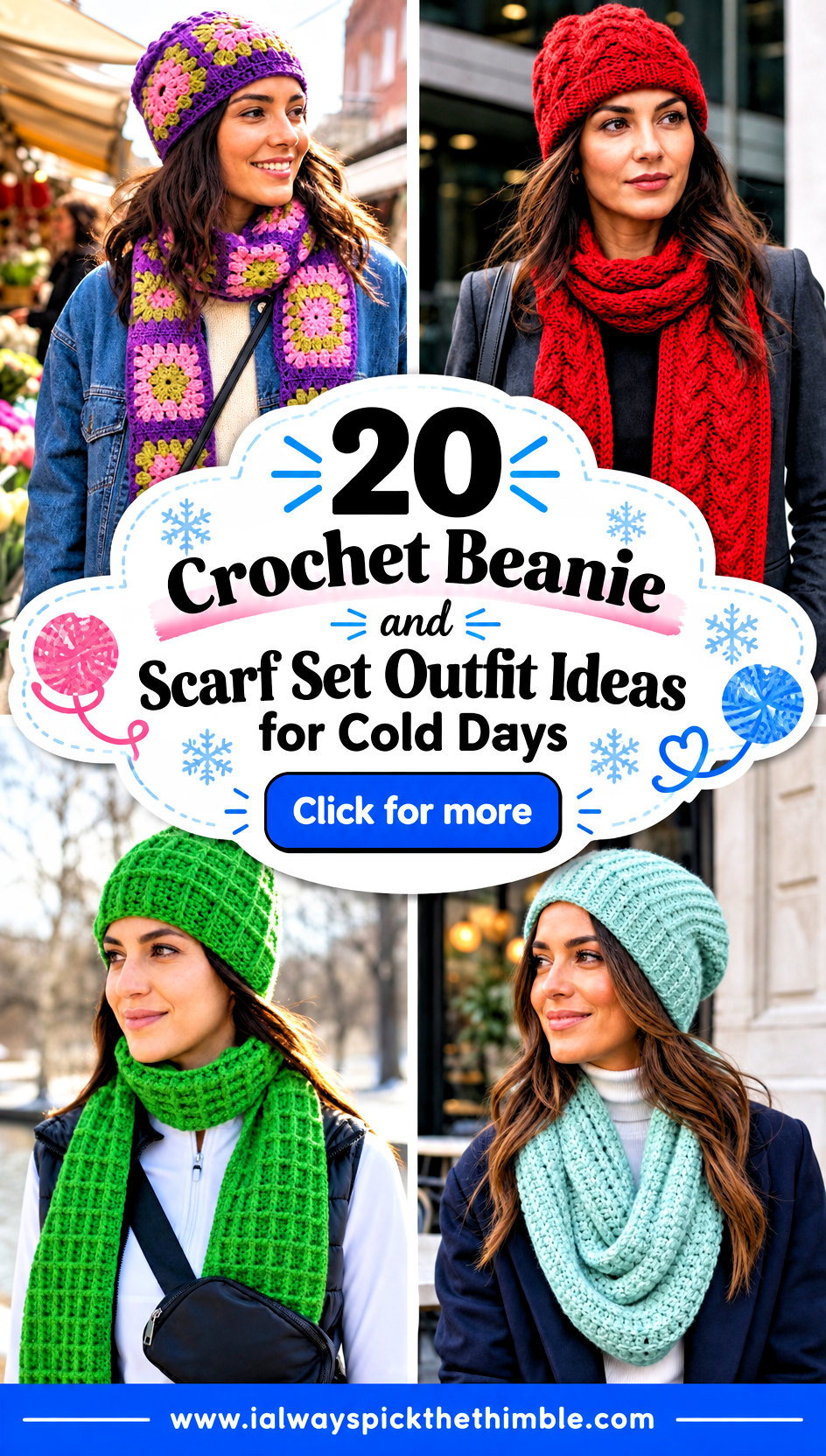 20 Crochet Beanie and Scarf Set Outfit Ideas for Cold Days - 20 Crochet Beanie and Scarf Set Outfit Ideas for Cold Days