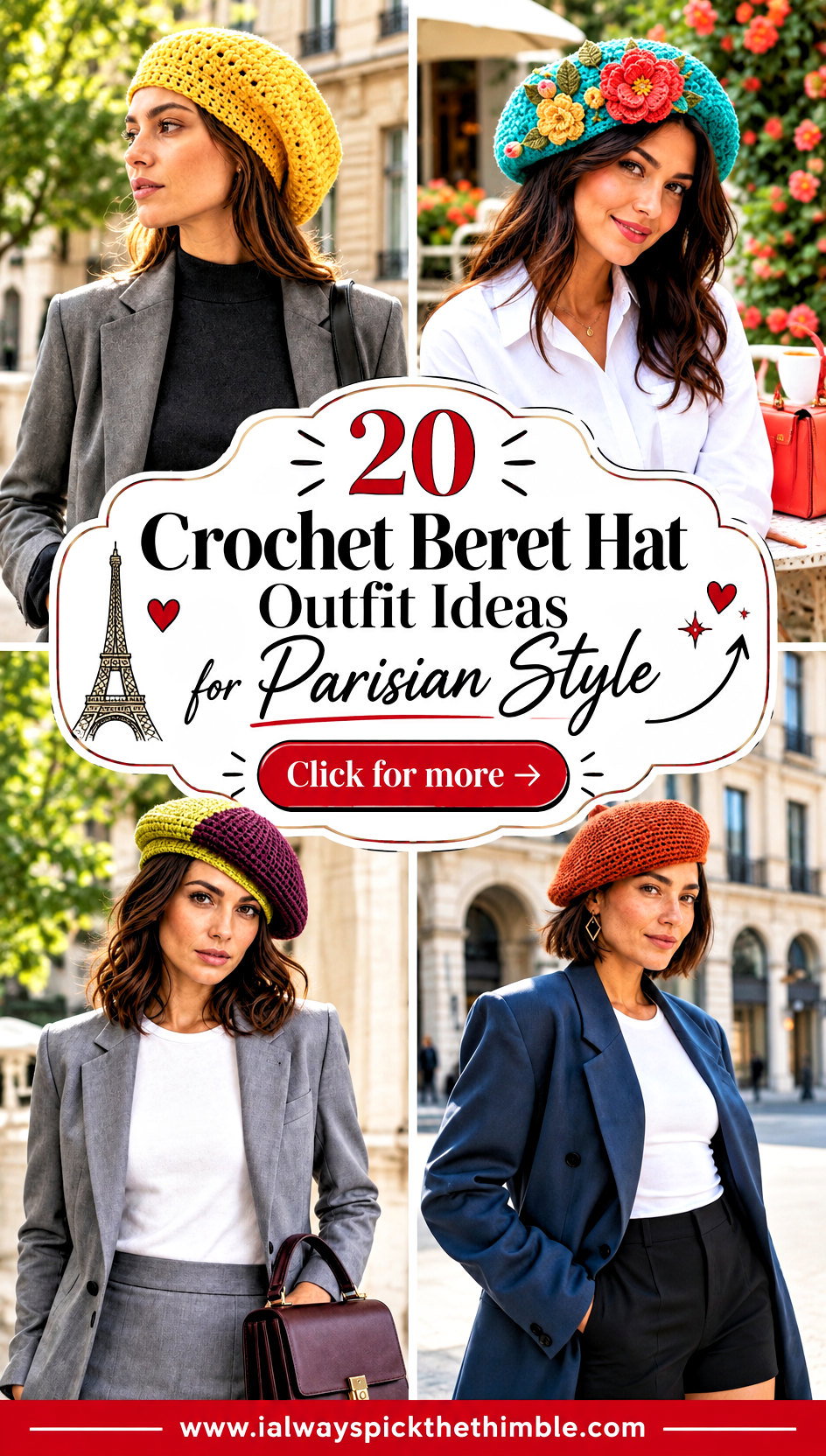 20 Crochet Beret Hat Outfit Ideas for Parisian Style - 20 Crochet Beret Hat Outfit Ideas for Parisian Style