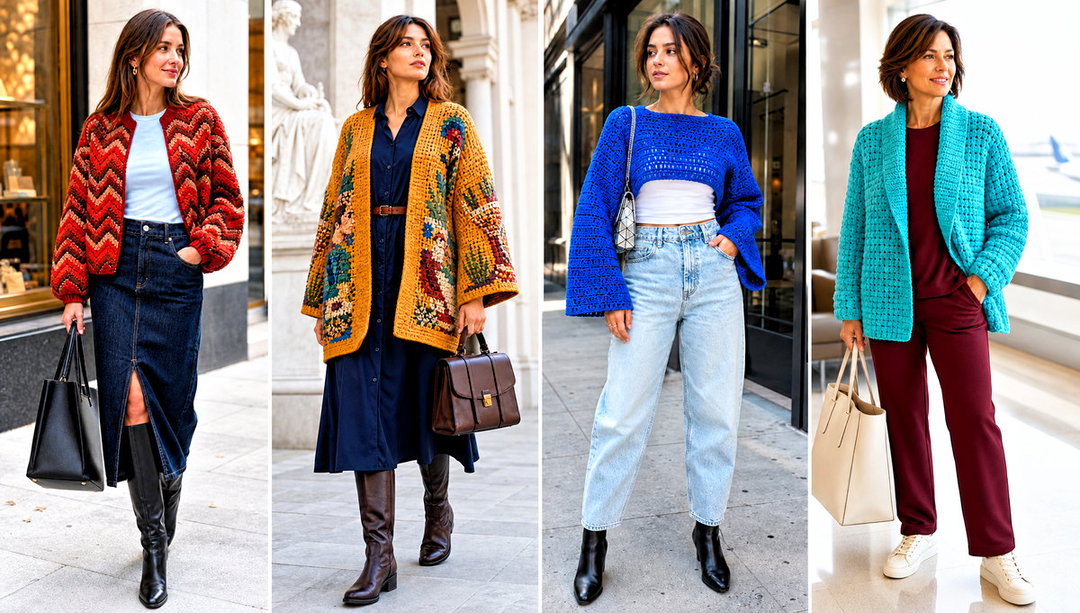 20 Crochet Blanket Sweater Outfit Ideas for Relaxed Days