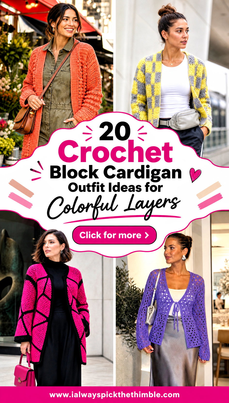 20 Crochet Block Cardigan Outfit Ideas for Colorful Layers - 20 Crochet Block Cardigan Outfit Ideas for Colorful Layers