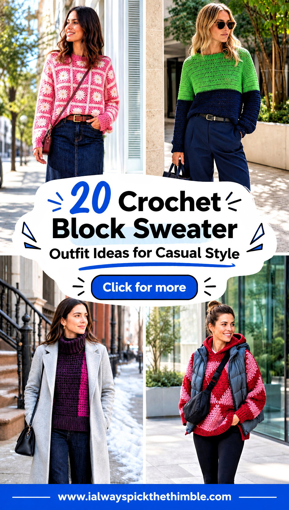 20 Crochet Block Sweater Outfit Ideas for Casual Style - 20 Crochet Block Sweater Outfit Ideas for Casual Style