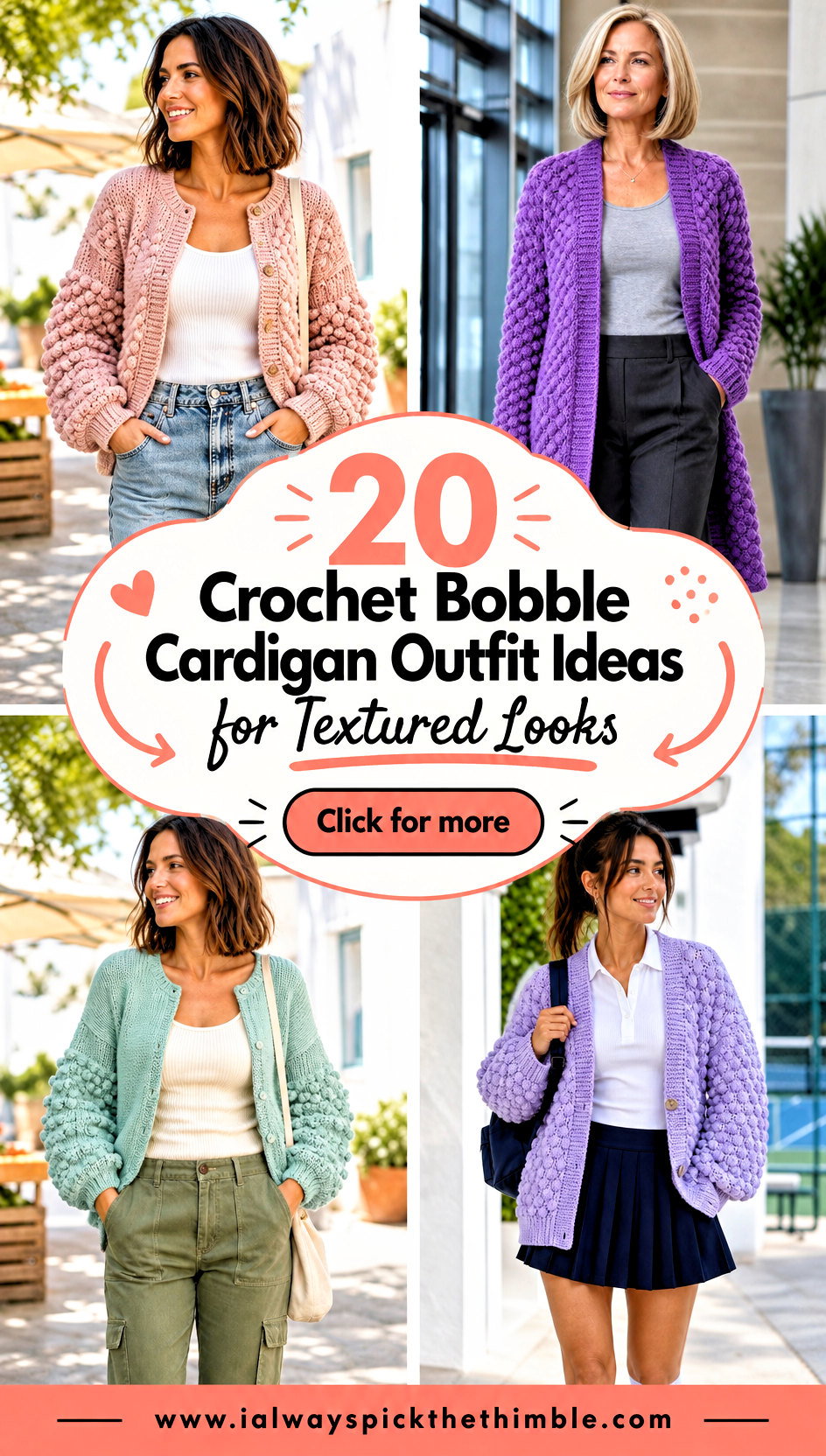 20 Crochet Bobble Cardigan Outfit Ideas for Textured Looks - 20 Crochet Bobble Cardigan Outfit Ideas for Textured Looks
