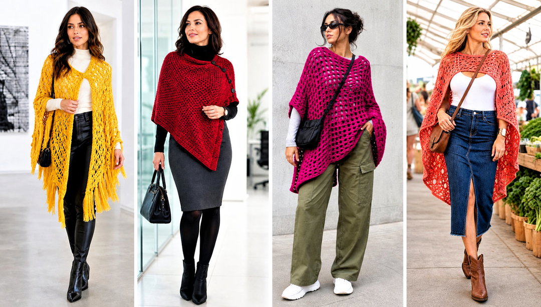 20 Crochet Boho Poncho Outfit Ideas for Breezy Weather