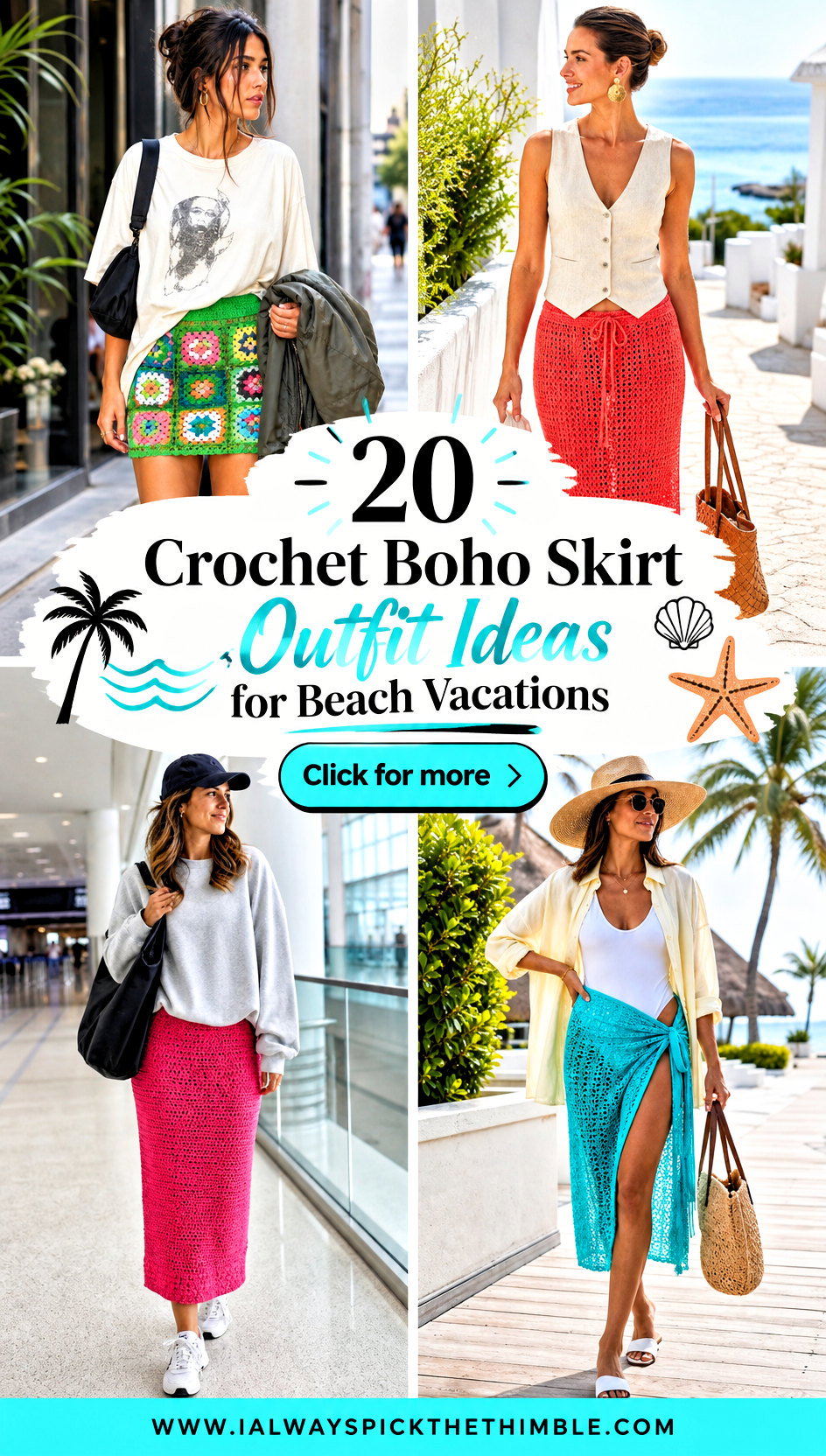 20 Crochet Boho Skirt Outfit Ideas for Beach Vacations - 20 Crochet Boho Skirt Outfit Ideas for Beach Vacations