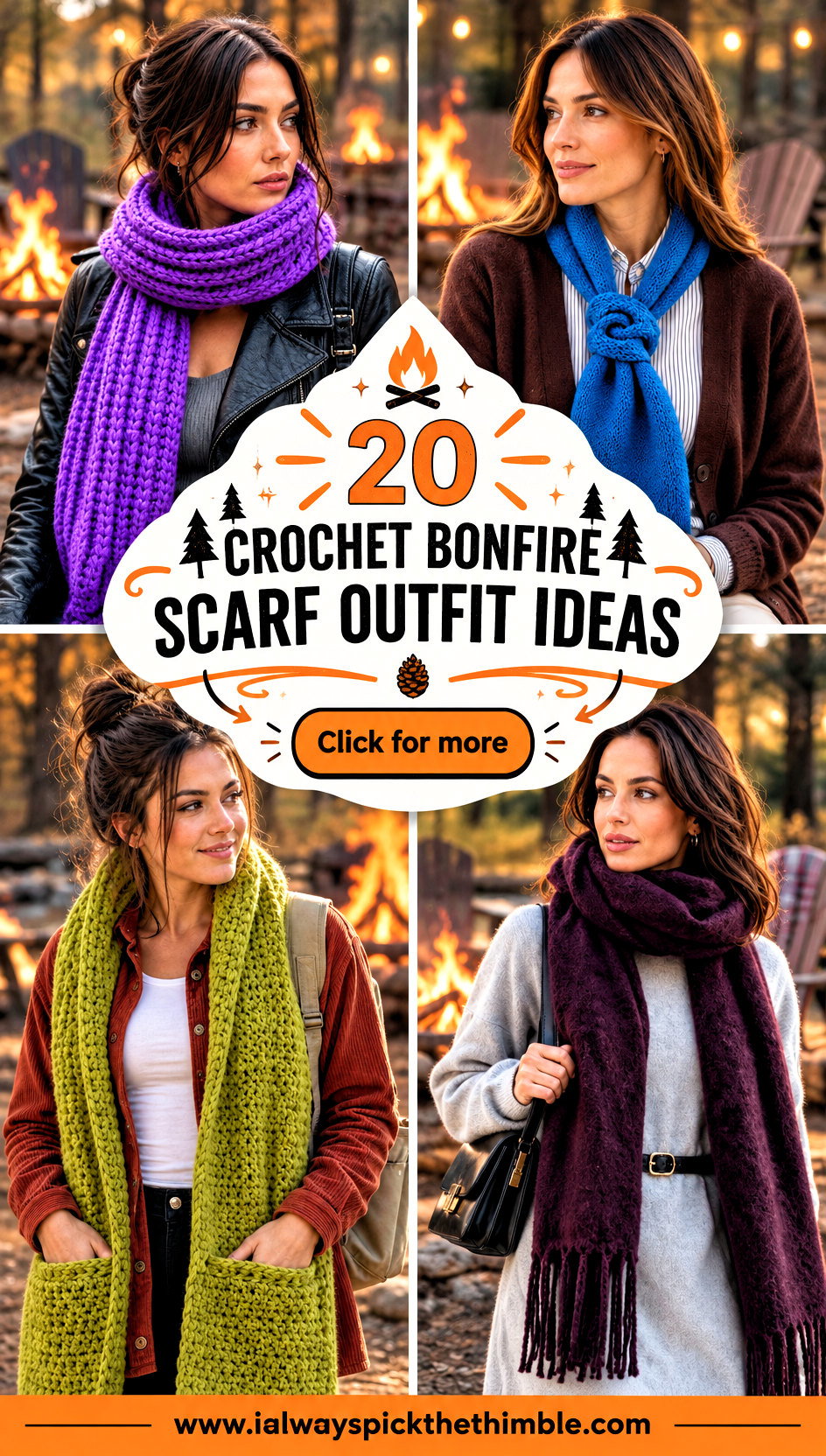 20 Crochet Bonfire Scarf Outfit Ideas for Cozy Nights - 20 Crochet Bonfire Scarf Outfit Ideas for Cozy Nights