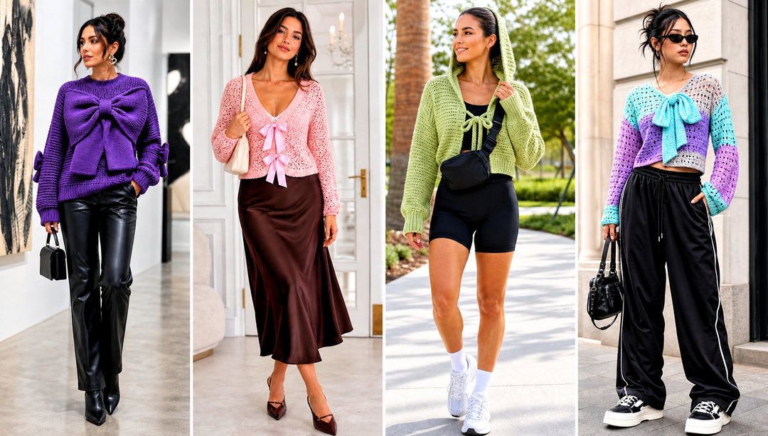 20 Crochet Bow Sweater Outfit Ideas for Soft Sweet Style