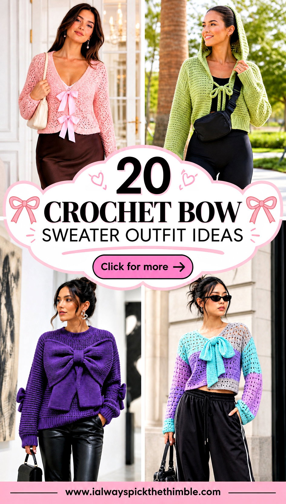 20 Crochet Bow Sweater Outfit Ideas for Soft Sweet Style - 20 Crochet Bow Sweater Outfit Ideas for Soft, Sweet Style