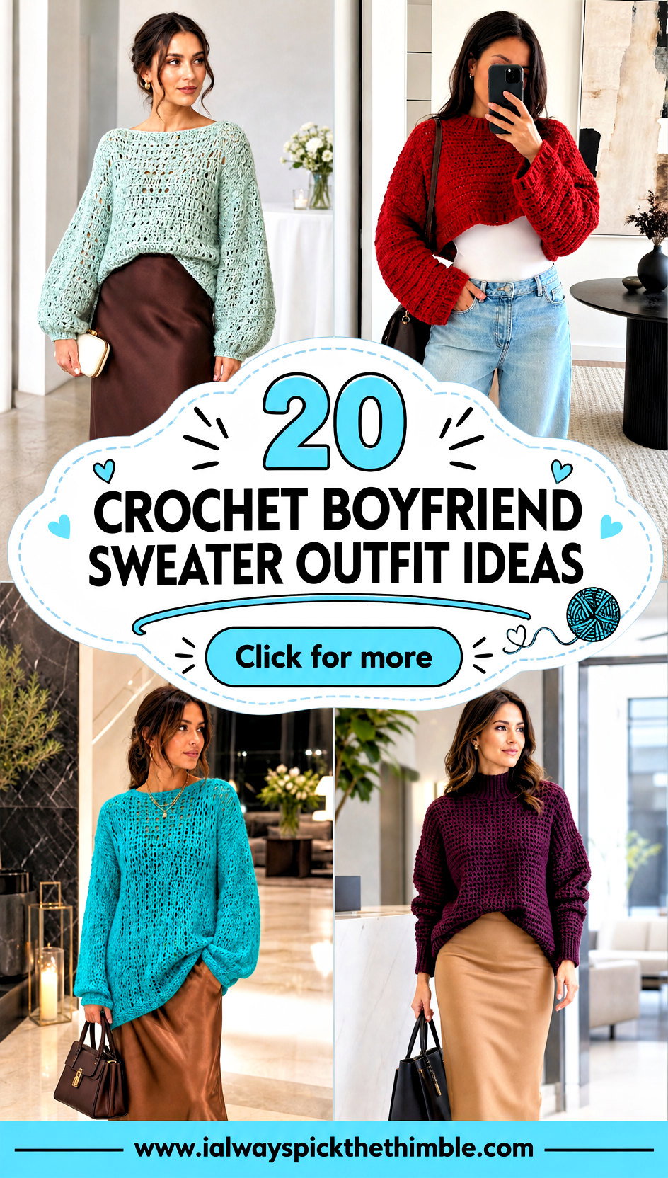20 Crochet Boyfriend Sweater Outfit Ideas for Easy Layers - 20 Crochet Boyfriend Sweater Outfit Ideas for Easy Layers