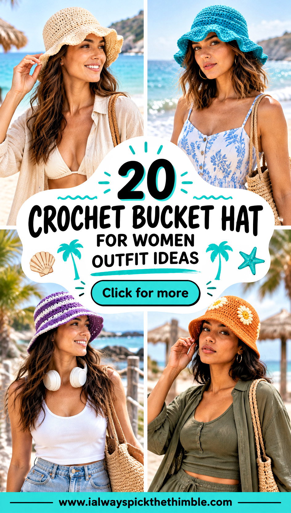20 Crochet Bucket Hat for Women Outfit Ideas for Beach Days - 20 Crochet Bucket Hat for Women Outfit Ideas for Beach Days