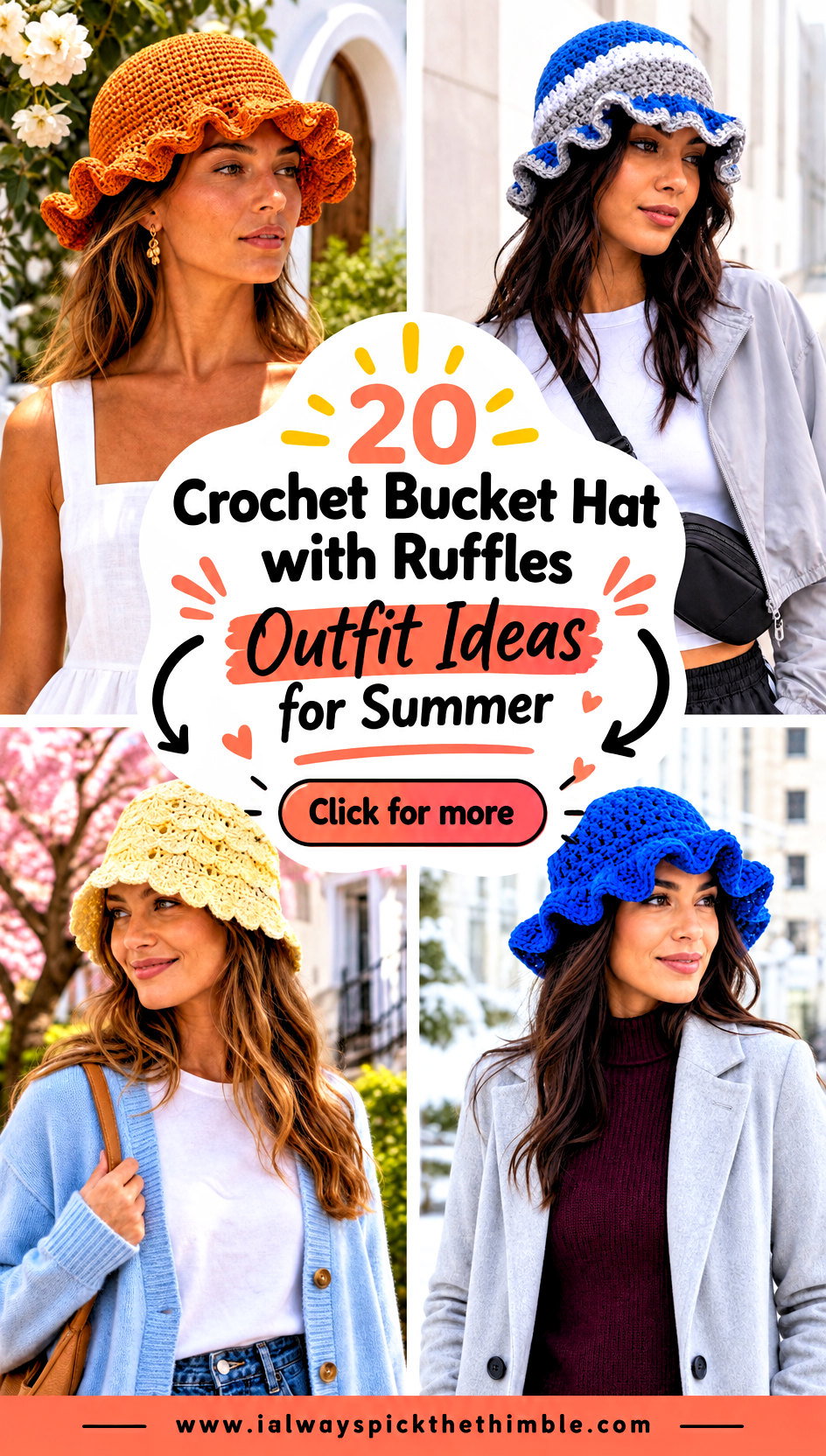 20 Crochet Bucket Hat with Ruffles Outfit Ideas for Summer - 20 Crochet Bucket Hat with Ruffles Outfit Ideas for Summer