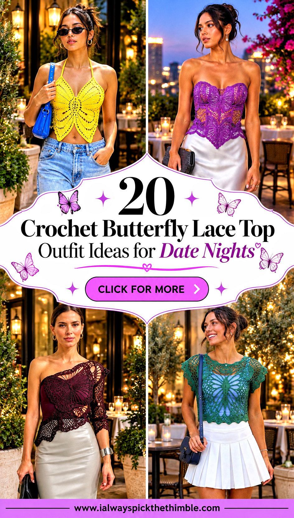 20 Crochet Butterfly Lace Top Outfit Ideas for Date Nights - 20 Crochet Butterfly Lace Top Outfit Ideas for Date Nights