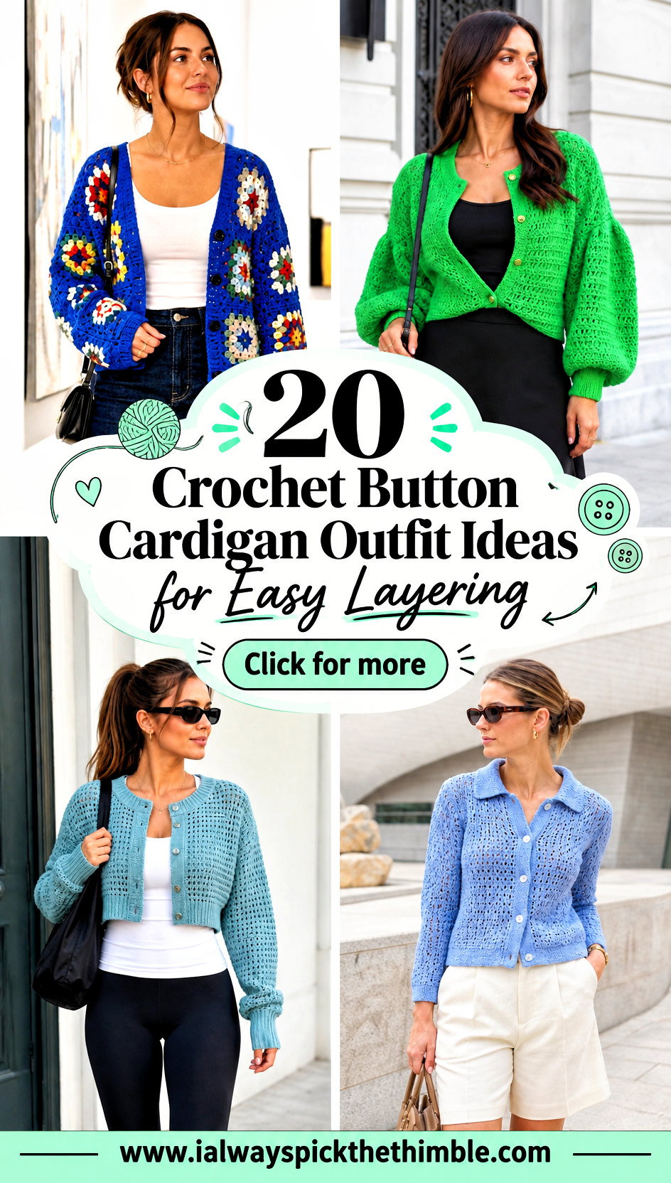 20 Crochet Button Cardigan Outfit Ideas for Easy Layering - 20 Crochet Button Cardigan Outfit Ideas for Easy Layering
